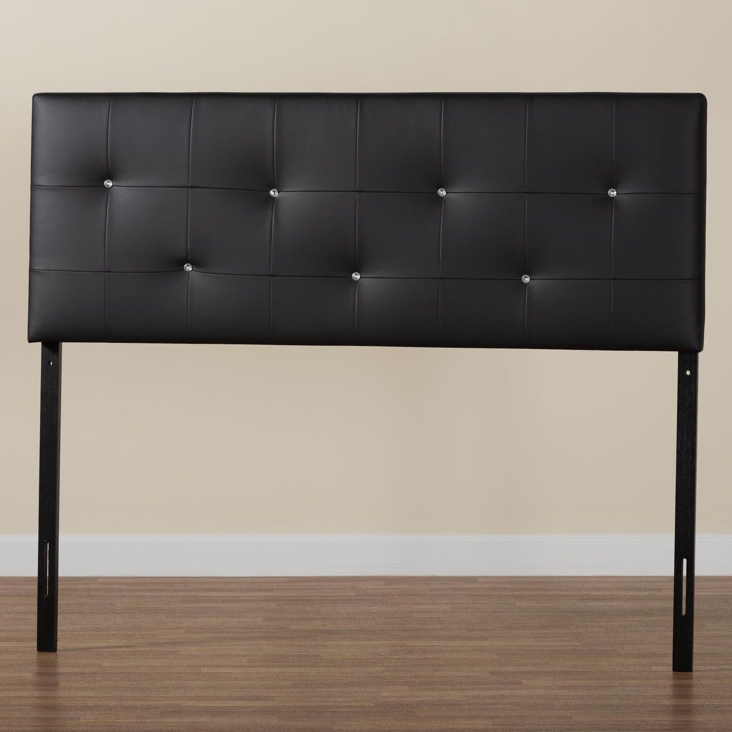 Baxton Studio Dalini Faux Leather Tufted Full Panel Headboard, Black