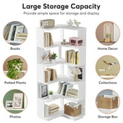 Tribesigns 6-Tier Corner Bookshelf, 64.9 Inch Tall Industrial Bookcase with Anti-drop Panel