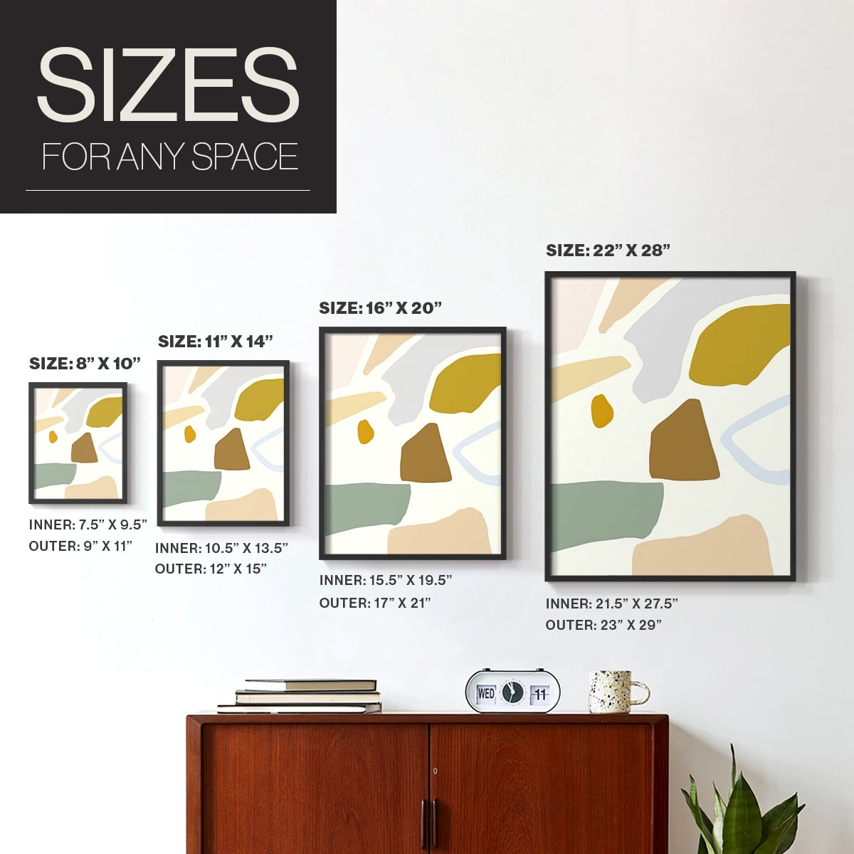 Pastel Splotches II Framed Print in Black Solid Wood Framed Print No Nail Hanging