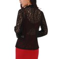 thumbnail image 3 of BLAZER DE ENCAJE FLORAL PARA MUJERES CON CUELLO DE SOLAPA Y CIERRE DE UN BOTÓN MANGA LARGA CASUAL 2XL NEGRO, 3 of 6