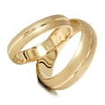 thumbnail image 2 of Pompeii3 Channel Brushed Wedding Band Set 14K Yellow Gold for Men and Women, 2 of 5