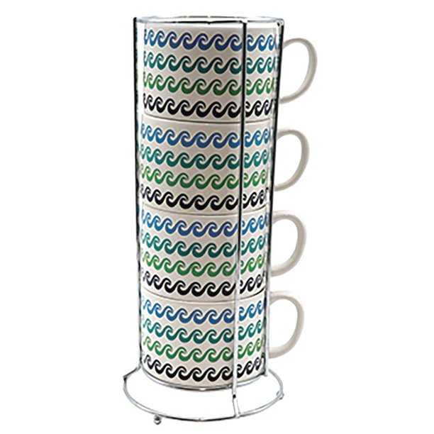 Dennis East 11384 Waves Stacking Mug Set Size 12oz Mugs Walmart