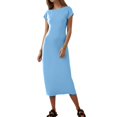 thumbnail image 2 of Women's 2024 Summer Short Sleeve Tshirt Dress Casual Crew Neck Beach Long Maxi Dresses, 2 of 6