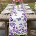 thumbnail image 4 of Purple Flowers Table Runner 120 Inches, Butterfly Spring Floral Watercolor Farmhouse Bed Runner Dresser Scarves Tabletop for Indoor Outdoor Parties/Ceremony/Banquet, 13"x 120", 4 of 8
