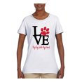 thumbnail image 2 of Love My Dog Stole My Heart Red Pawprints Pop Culture Womens Graphic T-Shirt, White, Medium, 2 of 3