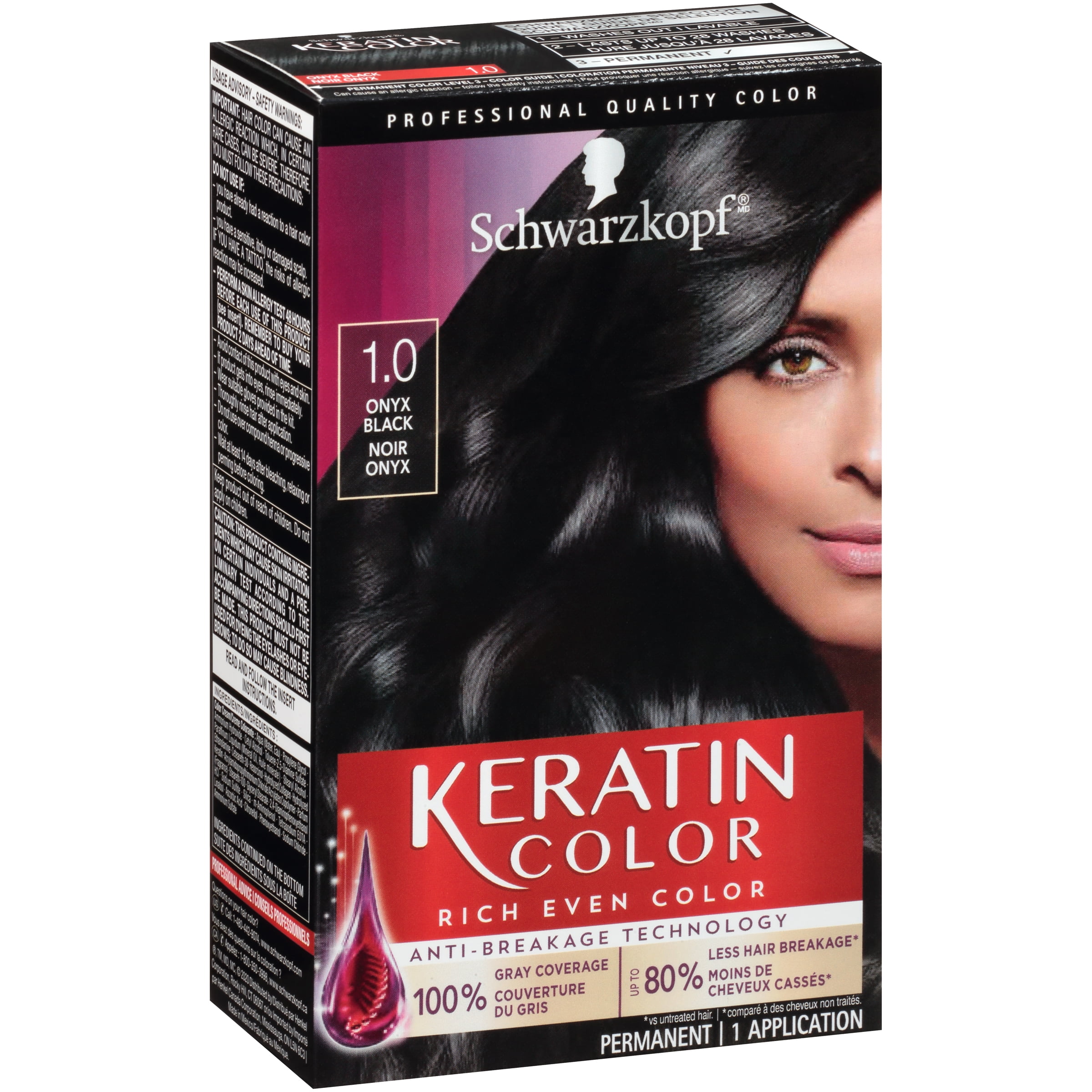 Schwarzkopf Keratin Permanent Hair Color Cream 1 0 Black Onyx Walmart Com Walmart Com