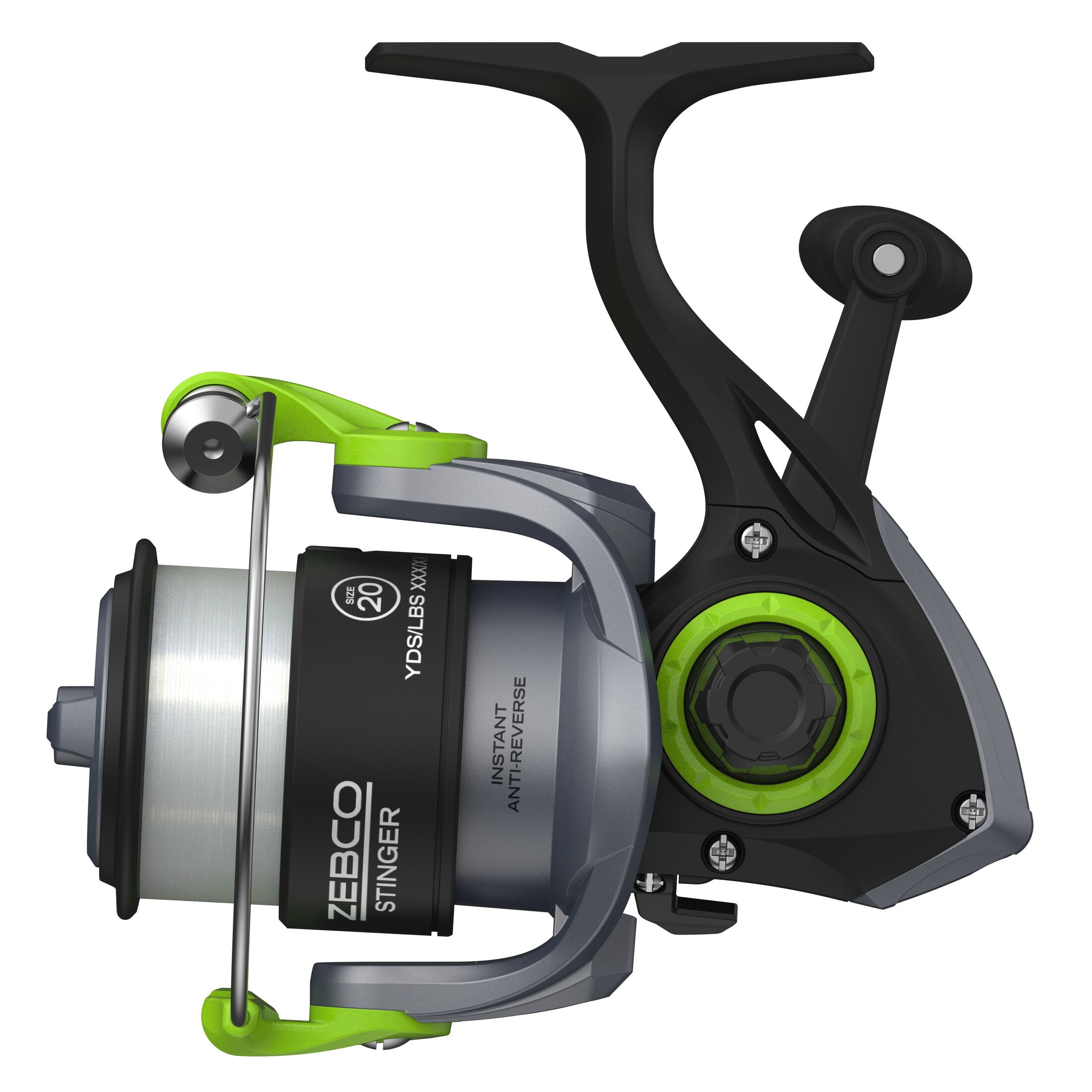 Zebco Stinger Spinning Fishing Reel, Size 20, 5.1:1 Gear Ratio, 1+1 Bearings, 8-Pound Line (Clam Packaging)