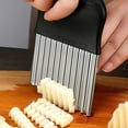 thumbnail image 6 of Large Crinkle Cutter - French Fry Slicer - Potato Knife Cutter Fruit Vegetable Wavy Chopper - Knife Stainless Steel Blade Cutting Tool (1 Pcs), 6 of 7