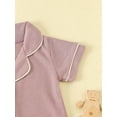 thumbnail image 6 of CIYCuIT Baby Boys Girls Jumpsuit Pajama Short Sleeve Button Lapel Waffle Rompers Infant Toddler Casual Contrast Trim Bodysuit Loungewear 3M 6M 12M 18M 24M, 6 of 8