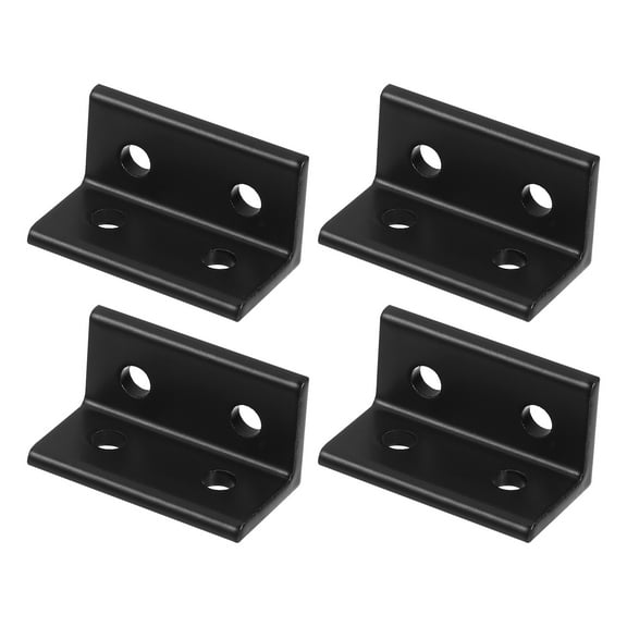 2040 Aluminum Extrusion Profile Corner Bracket, 4 Holes L-Shape Black Bracket, Right Angle Joint Connectors, 4 Packs