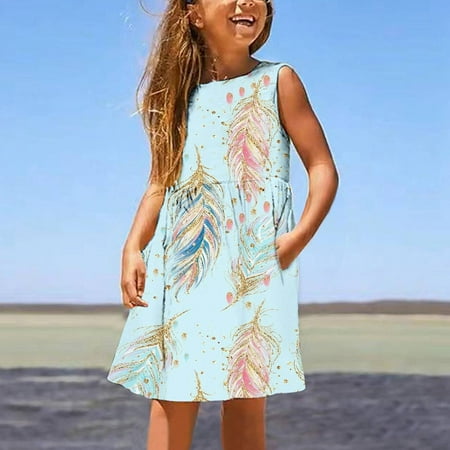 

Shldybc Toddler Baby Girl Dress Cotton Linen Ruffle Halter Sleeveless Dresses Kids Summer SundressSummer Savings Clearance