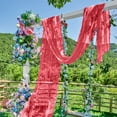 thumbnail image 2 of SLYNSHome Sheer Lace Window Scarf, Lightweight Decorative Wedding Drape,Red Semi Transparent Voile Curtain Swag for Outdoor Arbor Gazebo Party Decor, 2 of 6