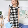 thumbnail image 4 of Fotbe Black Tartan Plaid Vestido de Dormir para Niñas de 3 a 10 Años, Mangas Cortas, Estilo Princesa, Pijama Camisón con Mangas Voladas-XX-Large, 4 of 6