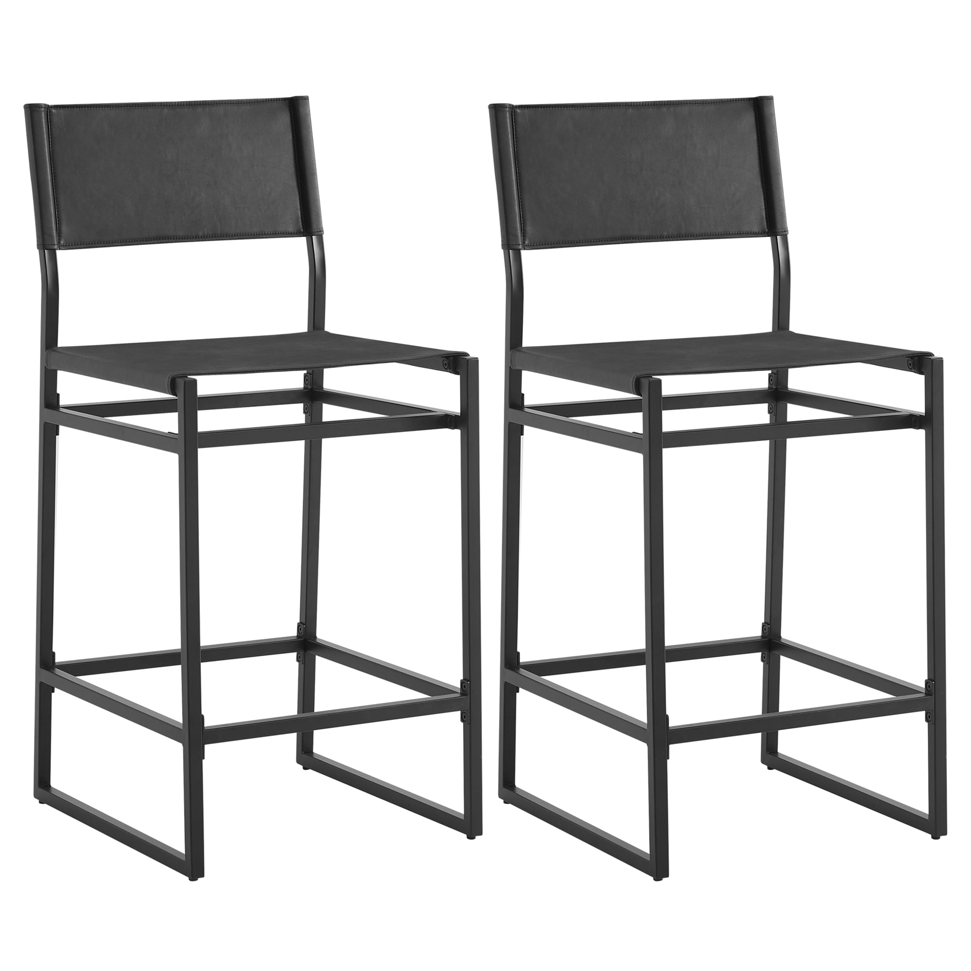 CHITA 24" Faux Leather Bar Stools Set of 2 Counter Height with Sling