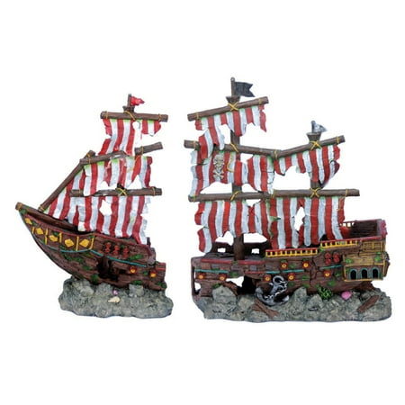 UPC: 0030172062353 | Penn-Plax Deco-Replicas Striped Sail Shipwreck Aquarium Decoration – Large Resin