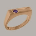thumbnail image 2 of LBG British Made Solid 9k Rose Gold ring with Natural Amethyst Mens Band Ring - 33 size options - Size 9.75, 2 of 5