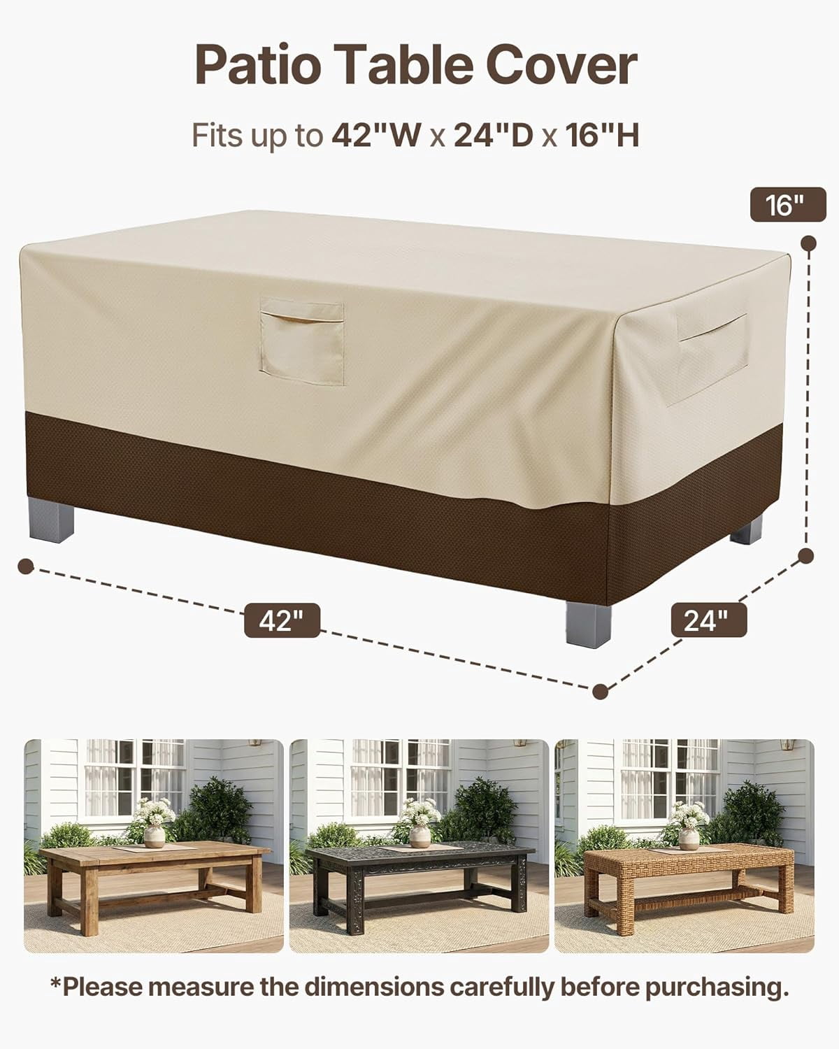 2 Pack 600D Heavy Duty Waterproof High Back Patio Chair Covers Outdoor Lawn Garden Furniture Sqaure-25"Lx25"Wx18"H