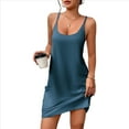 thumbnail image 2 of Camisones Sin Mangas para Mujer con Bolsillos, Tirantes Finos, Espalda Cruzada, Azul y Verde, Talla S, 2 of 10