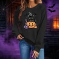 thumbnail image 4 of Trikvn Women's Fall Pullover Sweatshirt Black Cat Witch Hat Pumpkin Graphic Crewneck Long Sleeve Tops Casual Loose Fit Cute Halloween Shirts Apparel Comfortable Wear, 4 of 6