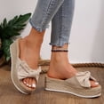 thumbnail image 6 of Xdegoge Platform Sandals for Women Summer Casual Espadrille Wedge Slides Slip On Open Toe Big Bow Decor Braided Jute Sole Dressy Vacation Beach Shoes, 6 of 9