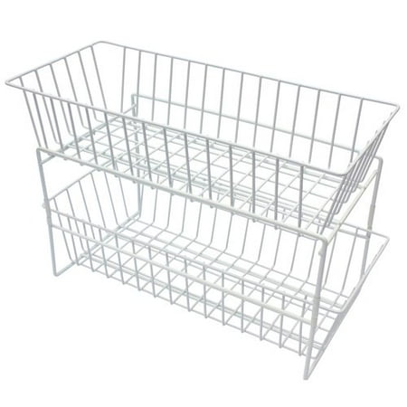 sliding tier basket mainstays organizer walmart wht