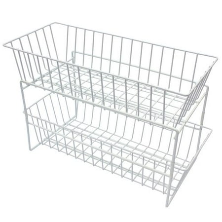 Mainstays 2 Tier Wht Sliding Basket Org - Walmart.com