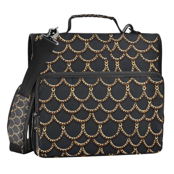 ALAZA Zipper Binder Dragon Scales Black 3 Ring Trapper Keeper File Folder Organizer Bag
