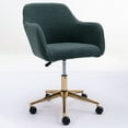 thumbnail image 5 of YesFashion Office Chair with Wheels, Chromium Plated Base, Gold Metal Legs 360° Swivel Vanity Chair, Adjustable Height Wool Chairs for Office, Living Room, Bedroom, 5 of 9