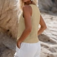 thumbnail image 5 of Vest Tops for Women Linen Button Down Gauze Shirts Sleeveless Casual Lightweight Summer Tops for Women Going Out Tank Vests Top Khaki XXL, 5 of 6