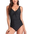 thumbnail image 2 of Traje de baño Traje de baño de una pieza cómodo y encantador sin espalda delgado con cordón para mujer Negro S, 2 of 6