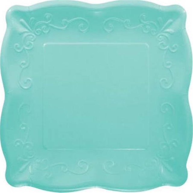 Group 10 in. Teal Square Embossed Plate, Pack of 6 - 8 per Pack