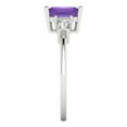 thumbnail image 3 of 1.5 ct Emerald Cut Natural Amethyst 3 Stone 18K White Gold Womens Engagement Ring, 3 of 5