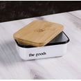thumbnail image 3 of Stone & Clay Modern Farmhouse Style Butter Dish - Kitchen Decor - Black & White Stainless Steel Butter Tray - With Natural Bamboo Lid - For Refrigerator or Countertop - Fits 2 Sticks (8oz) of Butter, 3 of 4