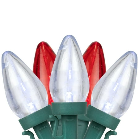 Northlight LED C7 Christmas Lights - Red and Pure White -16 Green Wire - 25ct