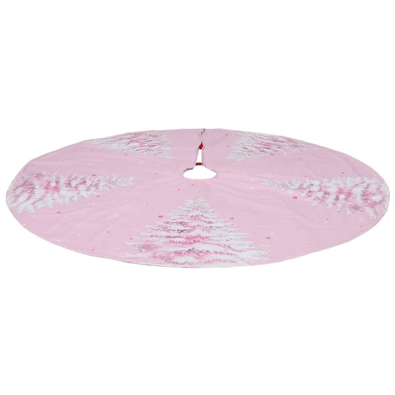 LOLIPPYY Soft Pink Plush Christmas Tree Skirt Snowflakes Pattern Tree Base Cover for Xmas