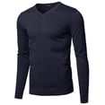 thumbnail image 1 of FashionOutfit Men's Casual Solid Soft Knitted Long Sleeve V-Neck Sweater, 1 of 5