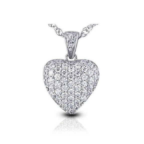 2 Ct Round Cut Diamond Women's Heart Pendant In 14K White Gold Plated