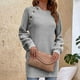 thumbnail image 2 of Vestido de bolsillo de manga larga con cuello redondo y botones de Color liso para otoño e invierno para mujer Fridja  yut1347, 2 of 7