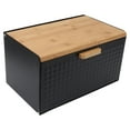 thumbnail image 2 of Wooden Bread Box Natural Vintage Heavy Duty Large Capacity Bread Storage Bin for Kitchen Countertop Black, 2 of 6