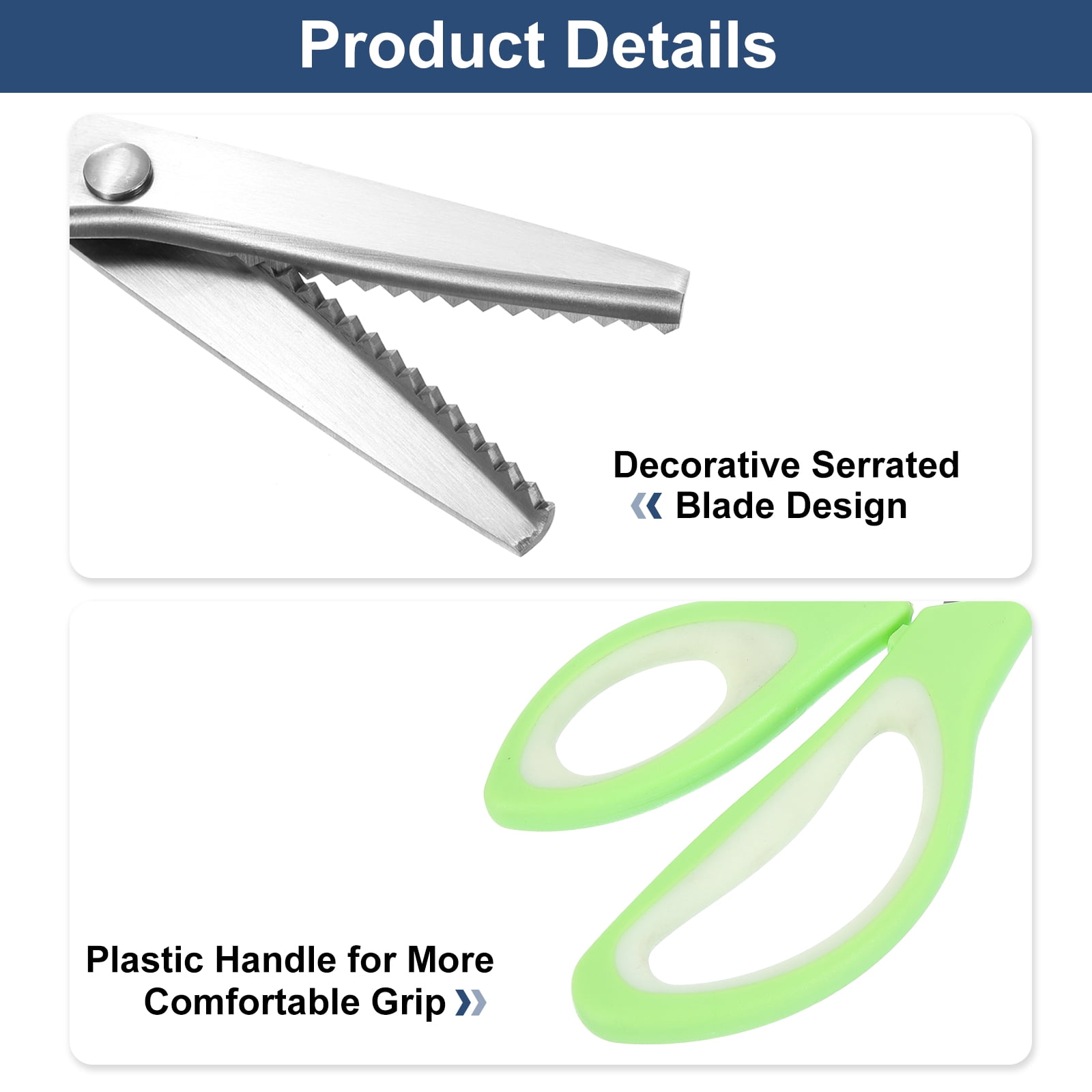 Uxcell 2pcs Sewing Scissors Stainless Steel Serrated Craft Shears White Light Green