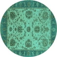 thumbnail image 1 of Ahgly Company Indoor Round Oriental Turquoise Blue Industrial Area Rugs, 6' Round, 1 of 4