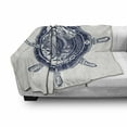 thumbnail image 3 of Adventure Soft Flannel Fleece Blanket, Sea Compass and Storm Tattoo Design in Celtic Style Tsunami Waves and Wheel, Cozy Plush for Indoor and Outdoor Use, 70" x 90", Dark Blue White, by Ambesonne, 3 of 6