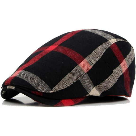YooGuoGuo Mens Adjustable Plaid Ivy Newsboy Golf Beret Flat Hat Cap