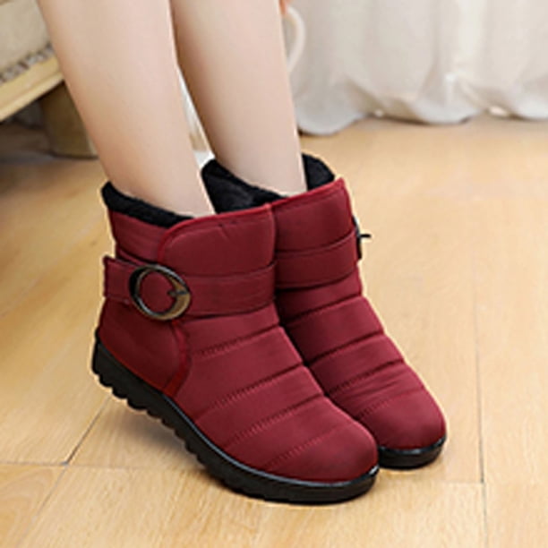 Zapatos de mujer invierno cálido viejo Beijing algodón moda Slip-on Casual Color sólido impermeable nieve botines felpa tacones bajos Wmkox8yii shkj632