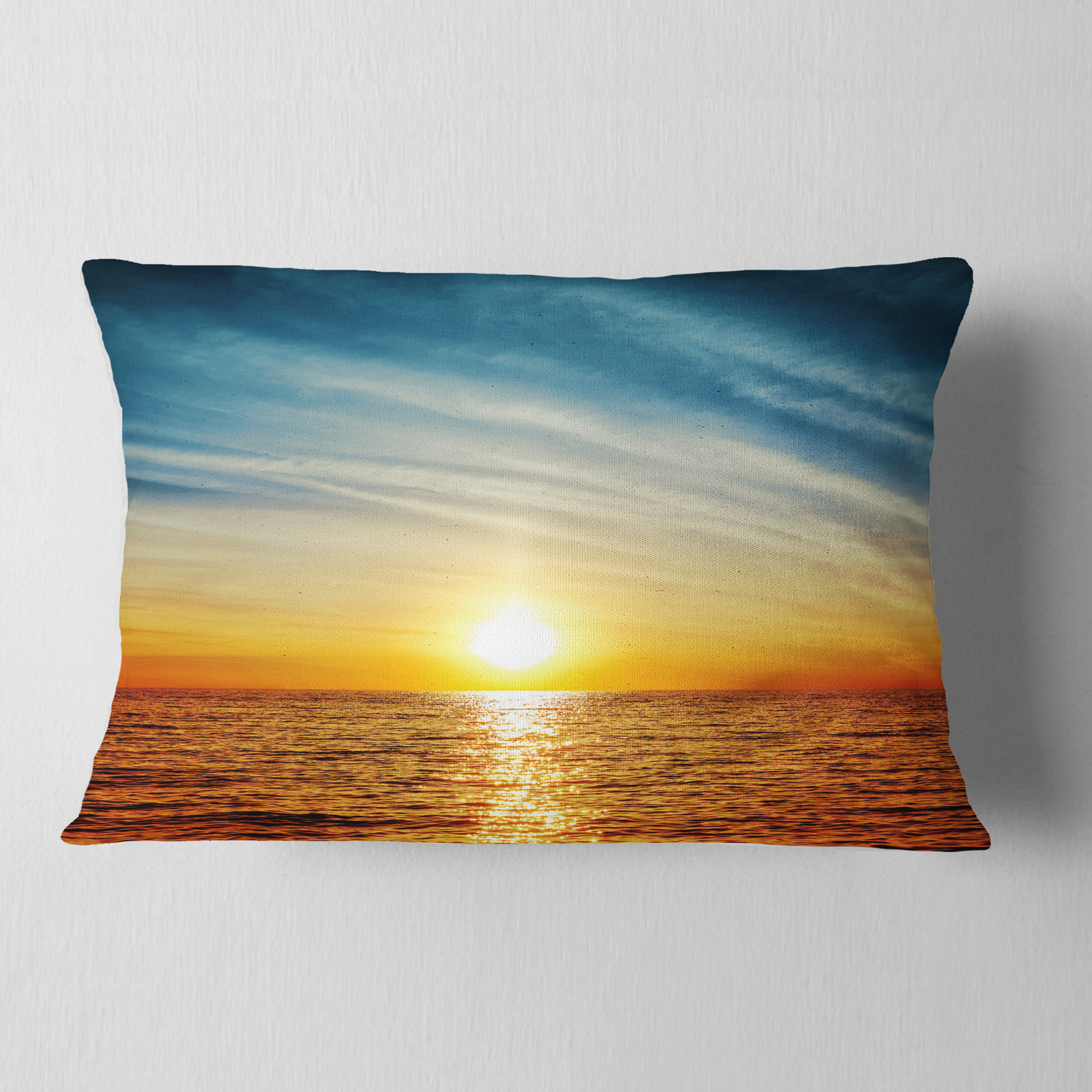 Designart 12" x 20" Blue Polyester Throw Pillow
