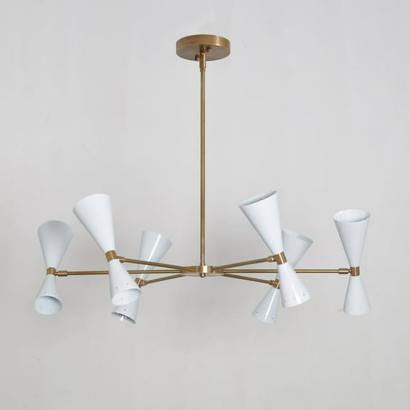 Italian Style Six-Arms Light Brass Sputnik Chandelier Light Fixture Raw Brass Ceiling Fixture