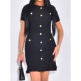 thumbnail image 2 of Women'S Dress Short Sleeve Elegant Wedding Cocktail Bodycon Midi Fishtail Dresses Black XL, 2 of 5