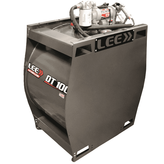 LEE DT 100 Diesel Fuel Transfer Tank, 100-Gallon Heavy-Duty Steel, Low Profile Portable Auxiliary Storage, Truck Bed Tank with High-Flow 15GPM Electric Pump, Gray