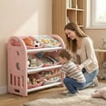 thumbnail image 2 of ANYEDDE Kids Toy Storage Organizer with 6 Bins,Multi-functional Nursery Organizer Kids Furniture,Toy Storage Cabinet Unit with HDPE Shelf and Bins for Playroom,Pink Bedroom, Living Room, 2 of 7