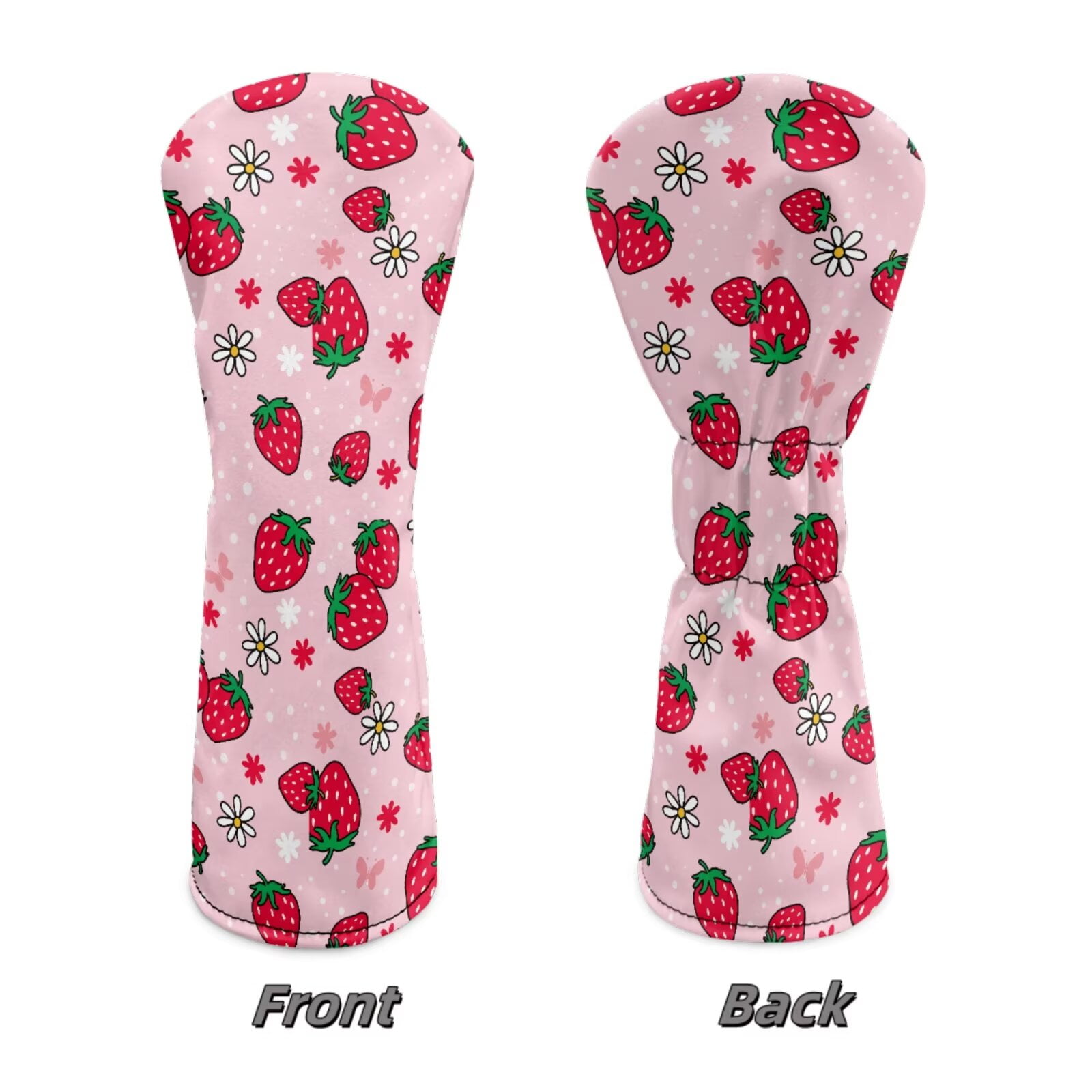 Uorisanigo Golf Club Head Covers with Double Elastic Band for Most Brand, Strawberry Print Driver Cover Fariway Wood Headcover Hybrid Head Covers Blade Putter Cover Mallet Putter Haedcovers